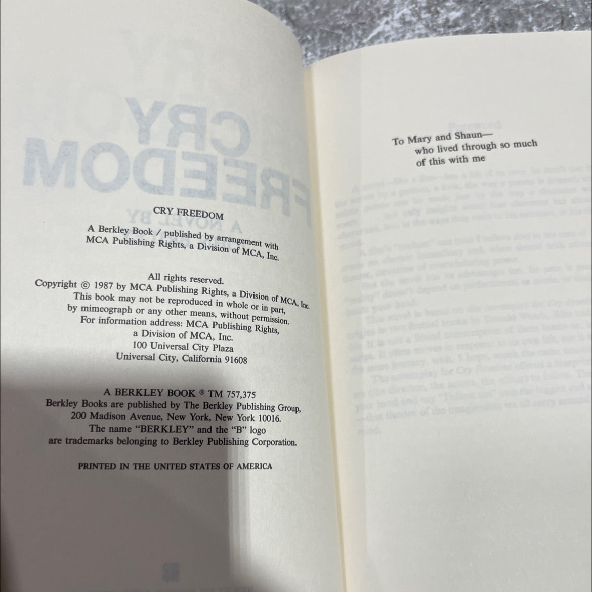 cry freedom book, by john briley, 1987 Hardcover image 3