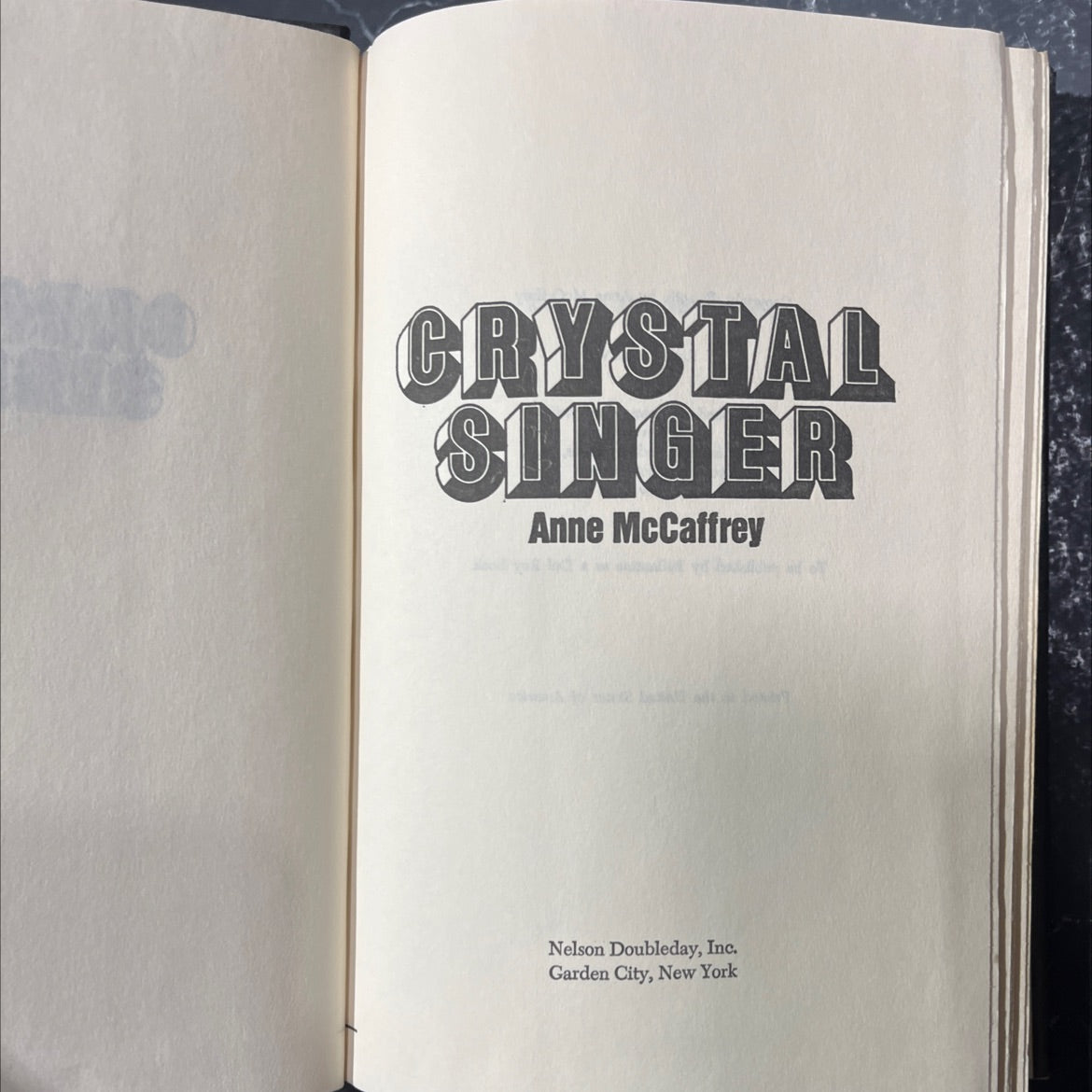crystal singer book, by Anne McCaffrey, 1982 Hardcover image 2
