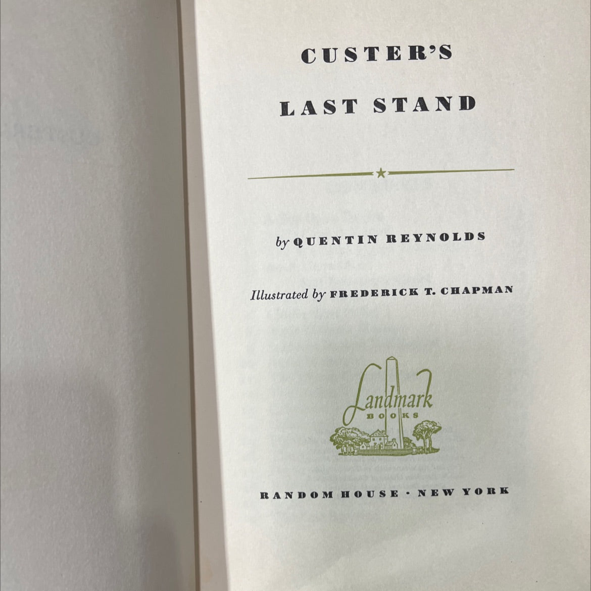 custer's last stand book, by quentin reynolds, 1951 Hardcover image 2
