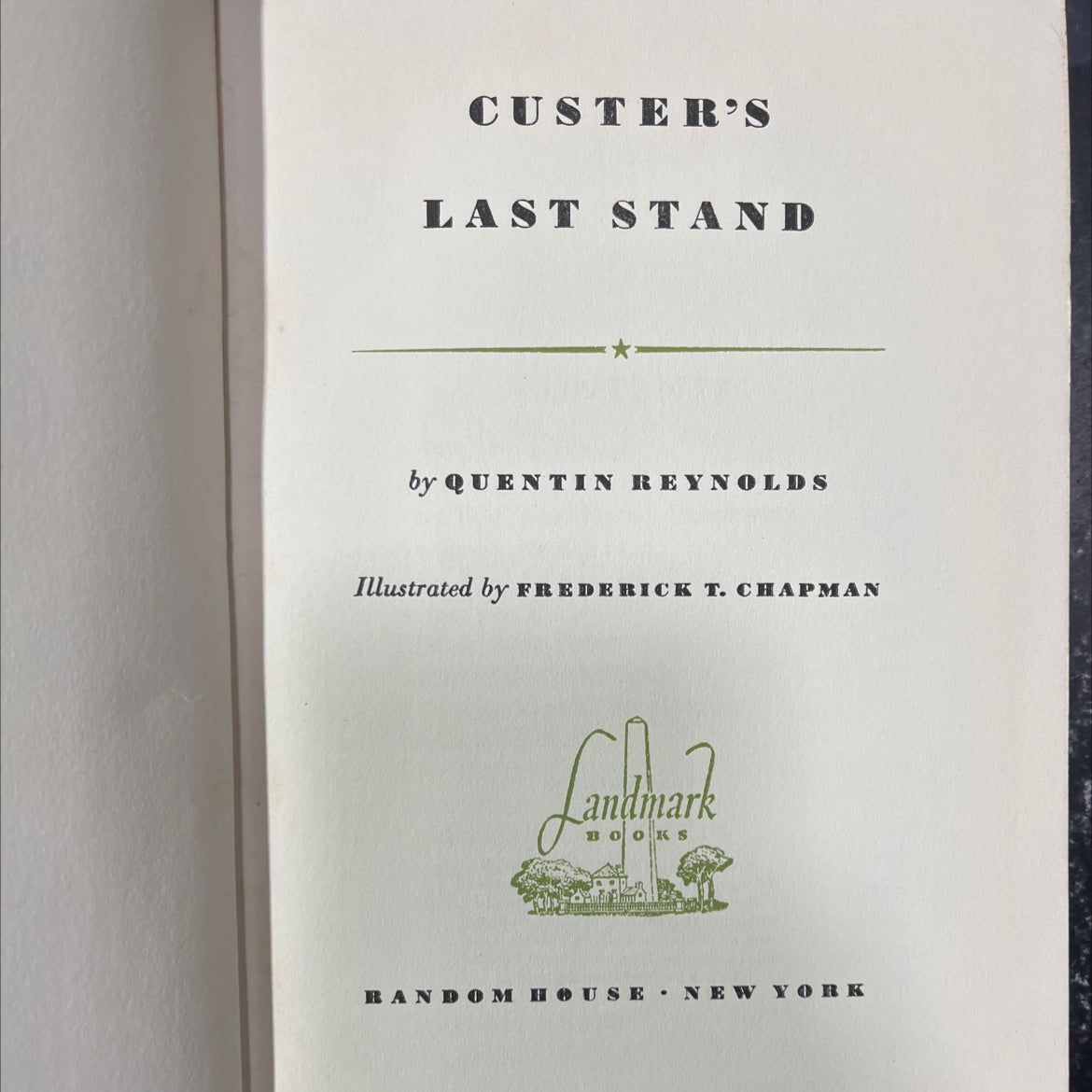 custer's last stand book, by quentin reynolds, 1951 Hardcover image 2