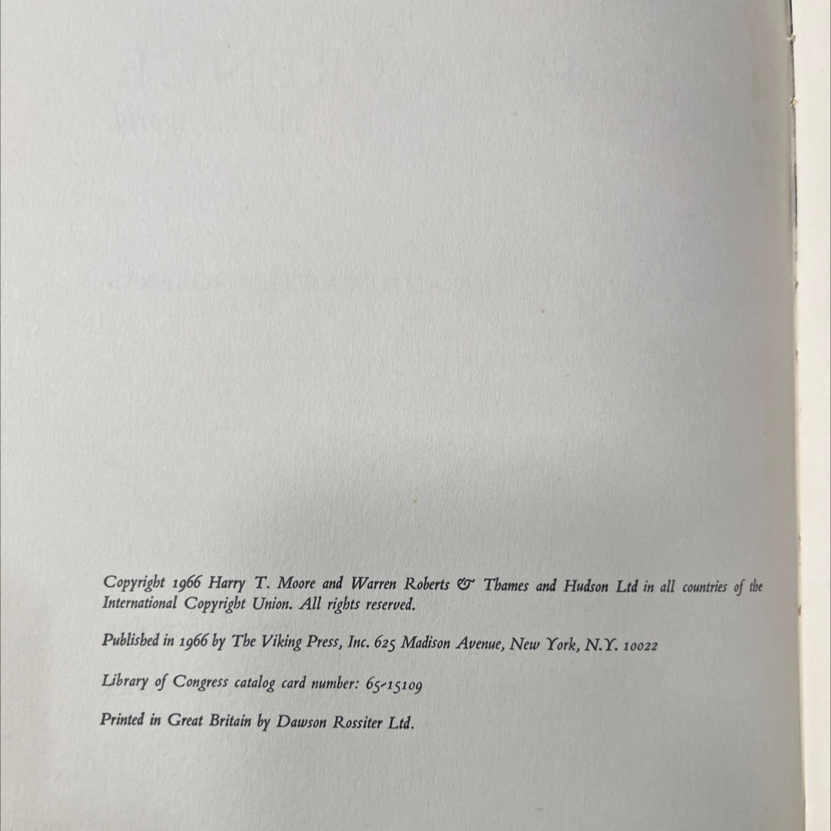 d. h. lawrence and his world book, by harry t. moore and warren roberts, 1966 Hardcover image 3