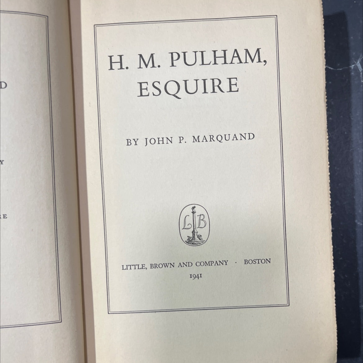 d h. m. pulham, esquire book, by john p. marquand, 1941 Hardcover image 2