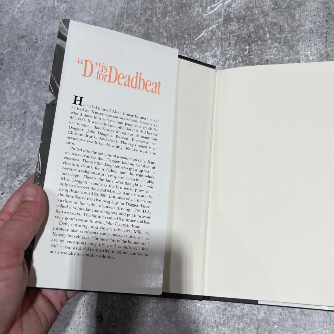 d is for deadbeat book, by sue grafton, 1987 Hardcover image 4