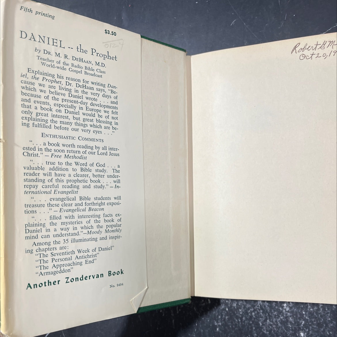 daniel the prophet book, by m. r. de haan, m.d., 1965 Hardcover image 4