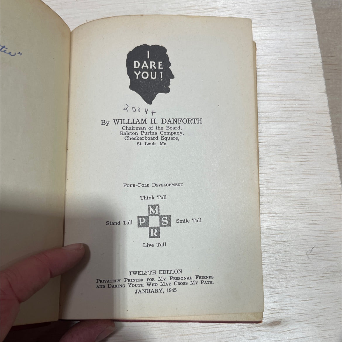 dare you! book, by william h. danforth, 1945 Hardcover image 2