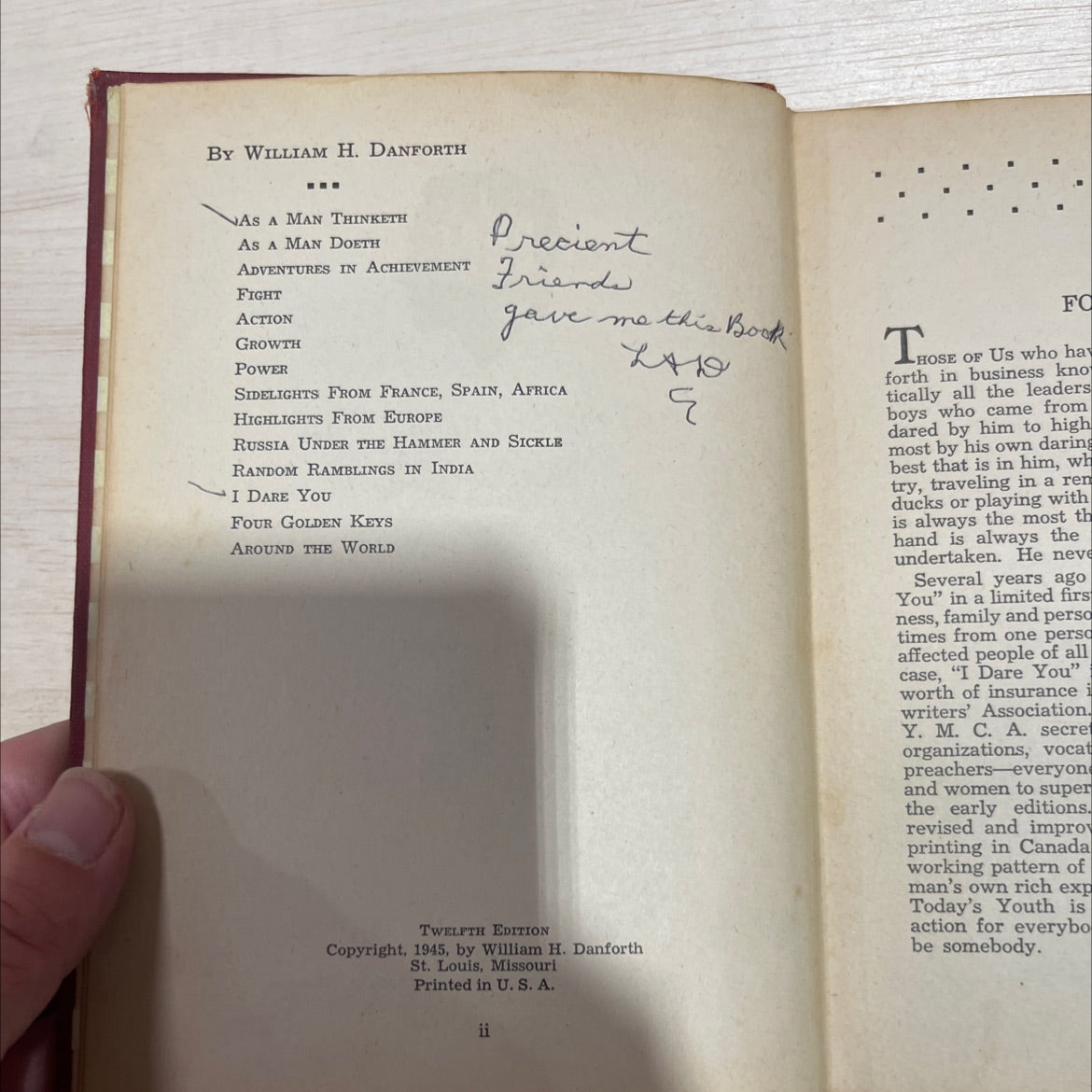 dare you! book, by william h. danforth, 1945 Hardcover image 3