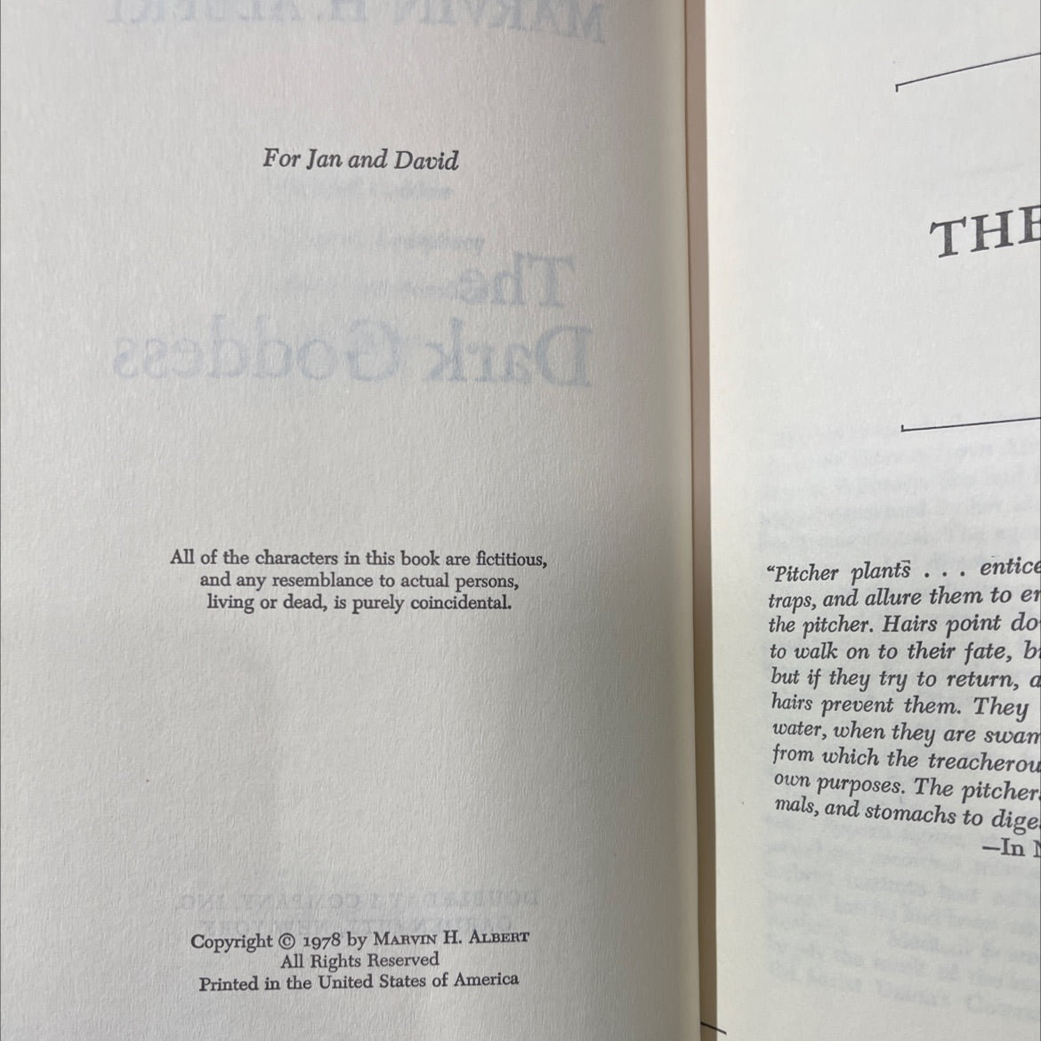 dark goddess book, by marvin h. albert, 1978 Hardcover image 3