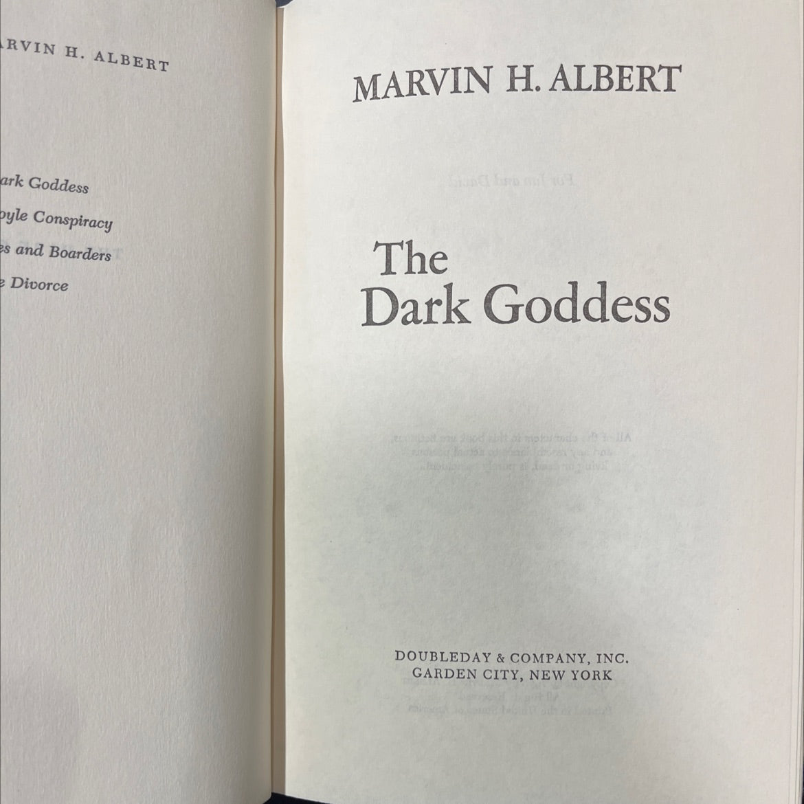 dark goddess book, by marvin h. albert, 1978 Hardcover image 2