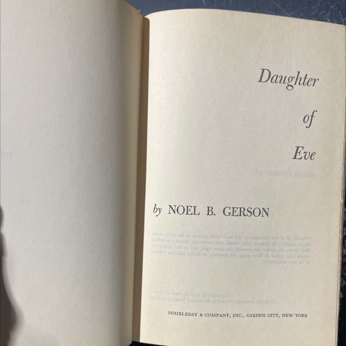 daughter of eve book, by noel b. gerson, 1958 Hardcover image 2