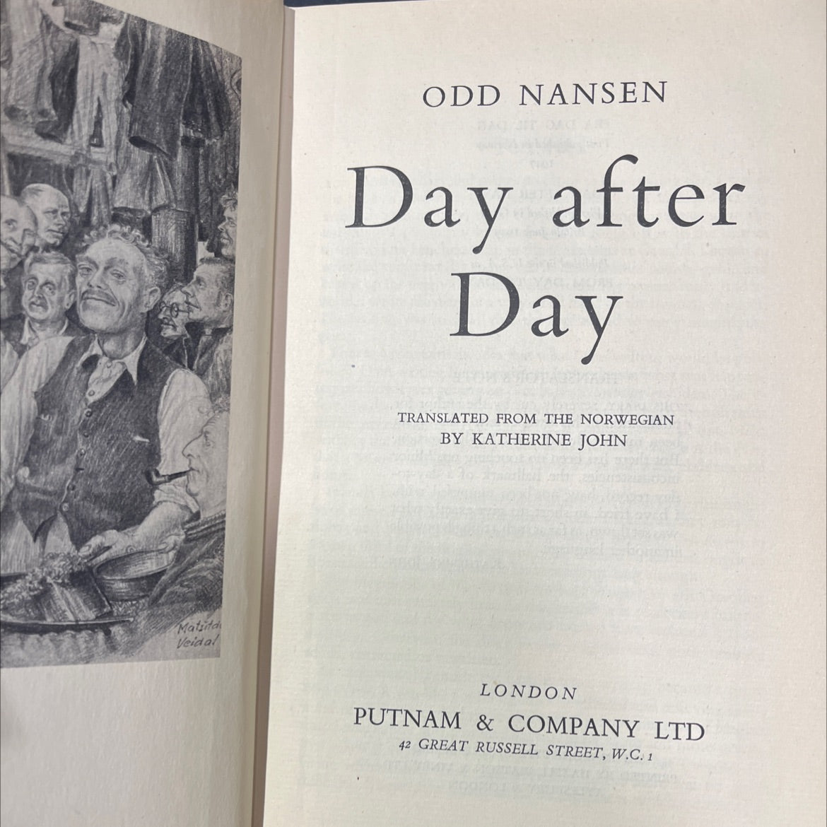 day after day book, by odd nansen, 1949 Hardcover image 2