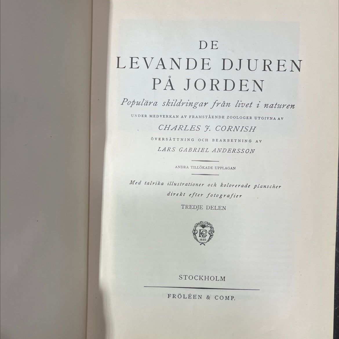 de levande djuren på jorden book, by charles j. cornish, 1926 Leather image 2