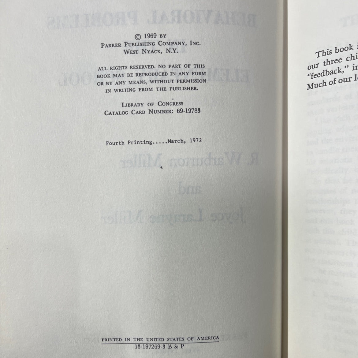 dealing with behavioral problems in the elementary school book, by r. warburton miller and joyce larayne miller, 1972 image 3