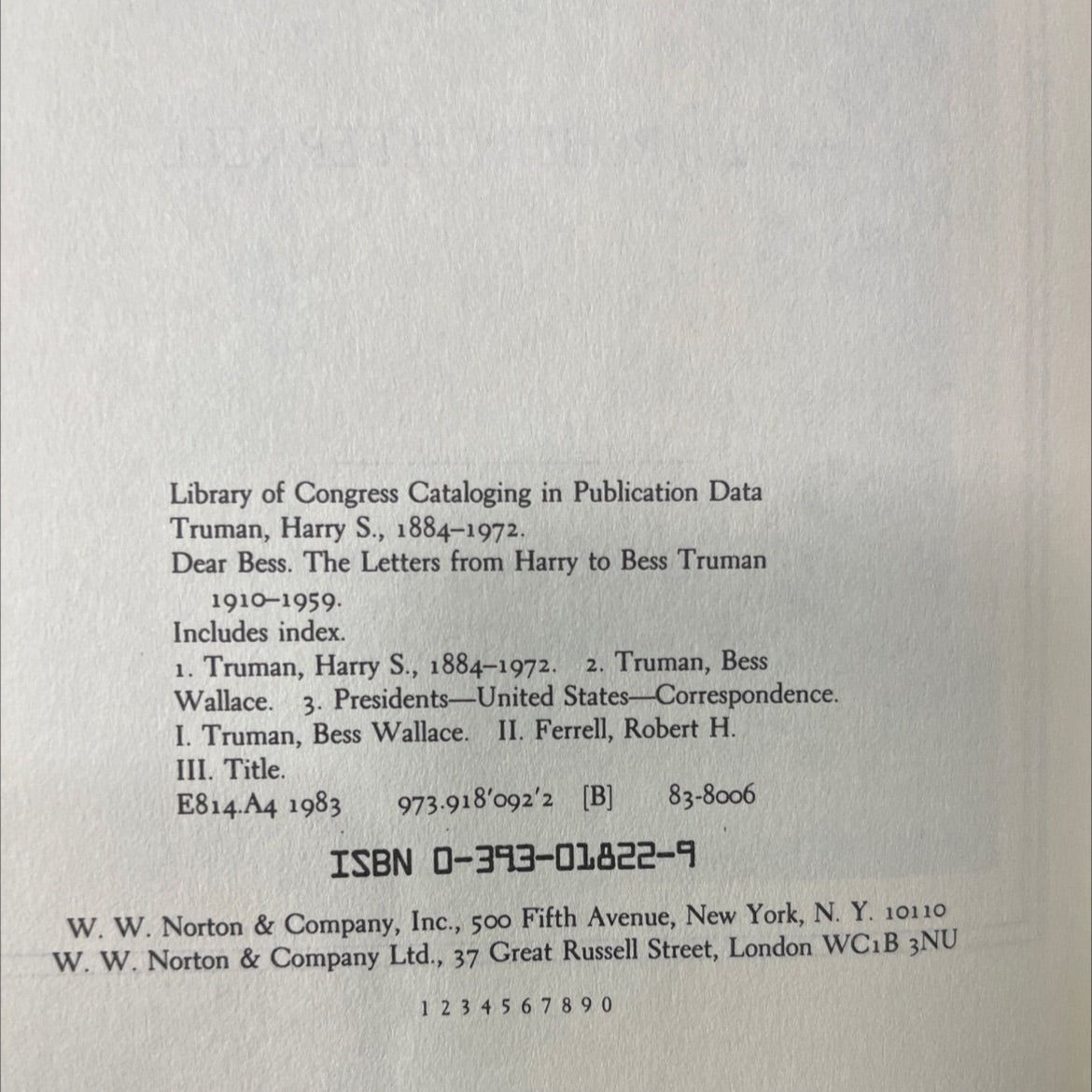 dear bess the letters from harry to bess truman 1910-1959 book, by Robert H. Ferrell, 1983 Hardcover image 3