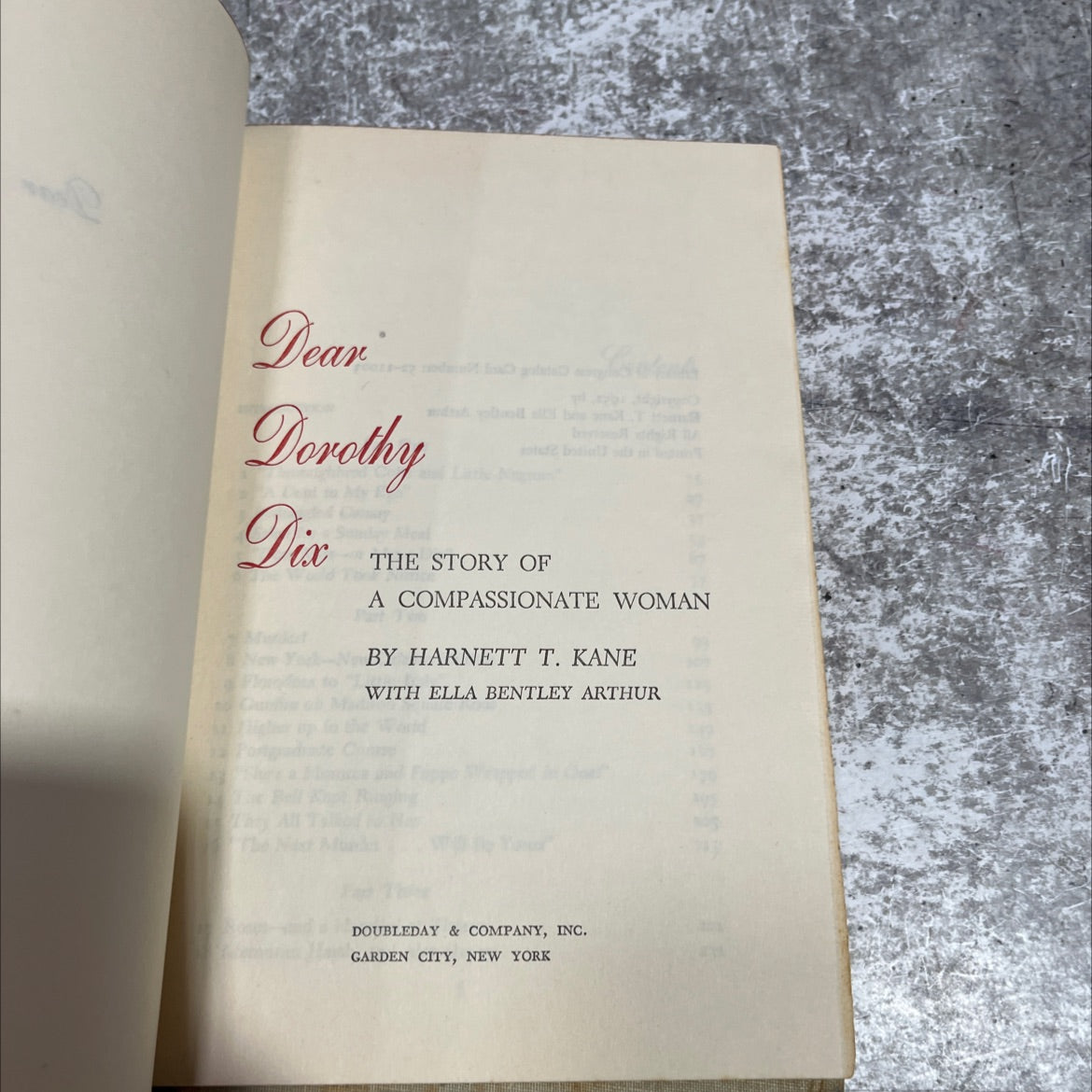 dear dorothy dix meal otu bodinu od d book, by harnett t. kane with ella bentley arthur, 1952 Hardcover image 2