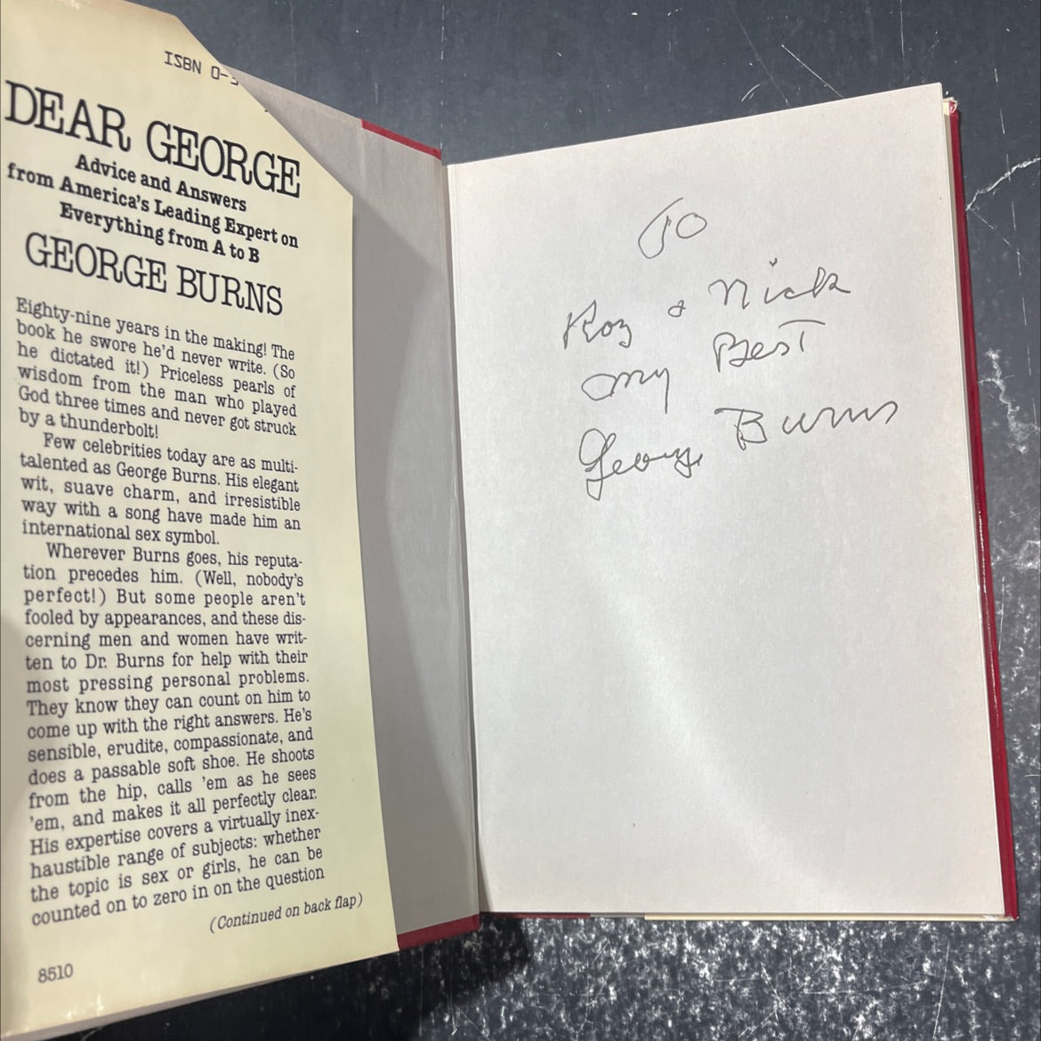SIGNED dear george book, by george burns, 1985 Hardcover image 4