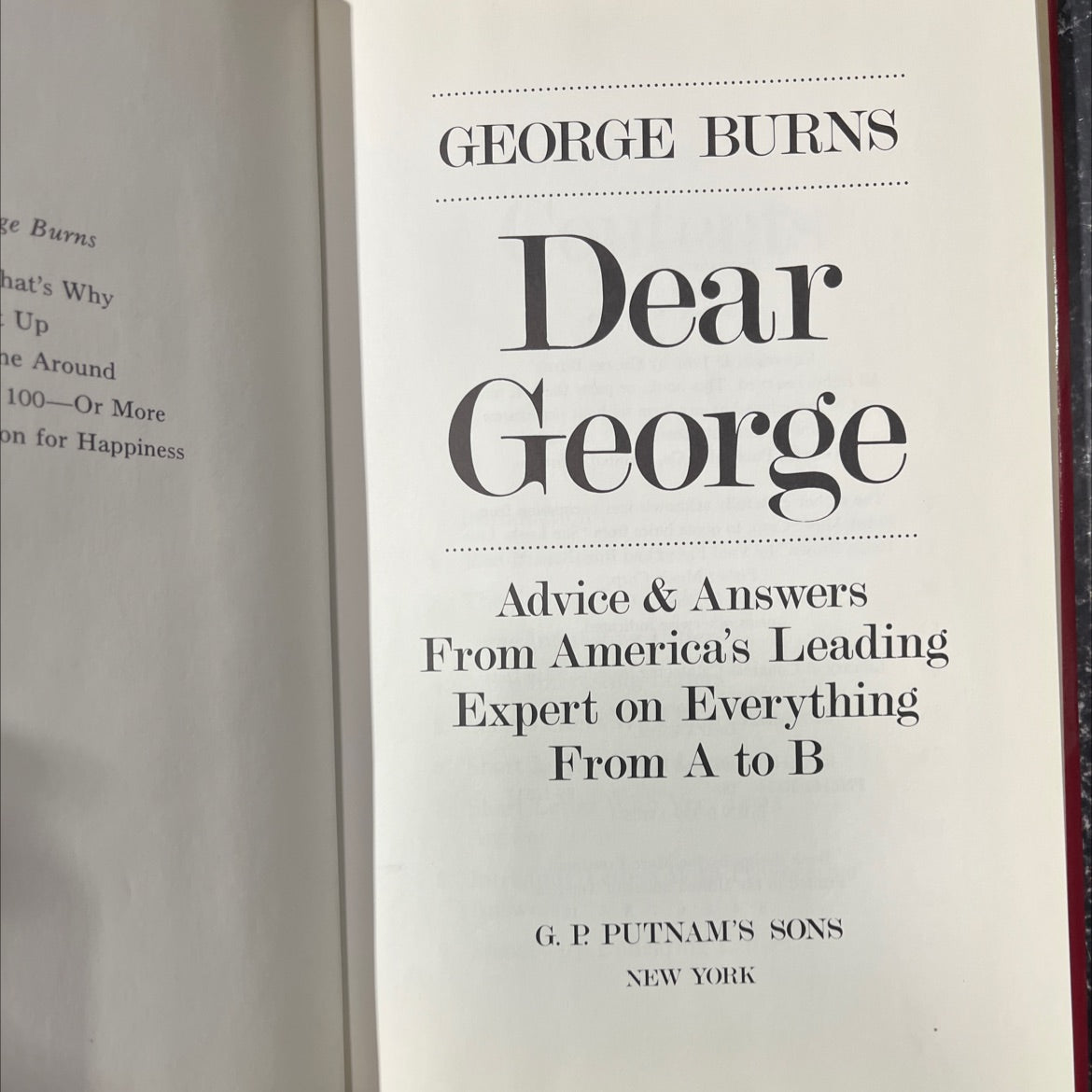 SIGNED dear george book, by george burns, 1985 Hardcover image 2