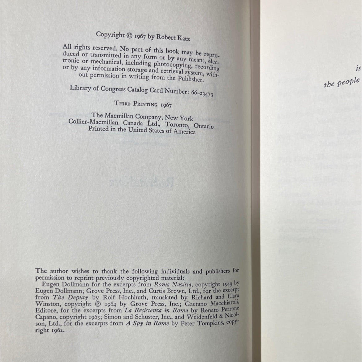 death in rome book, by robert katz, 1967 Hardcover image 3