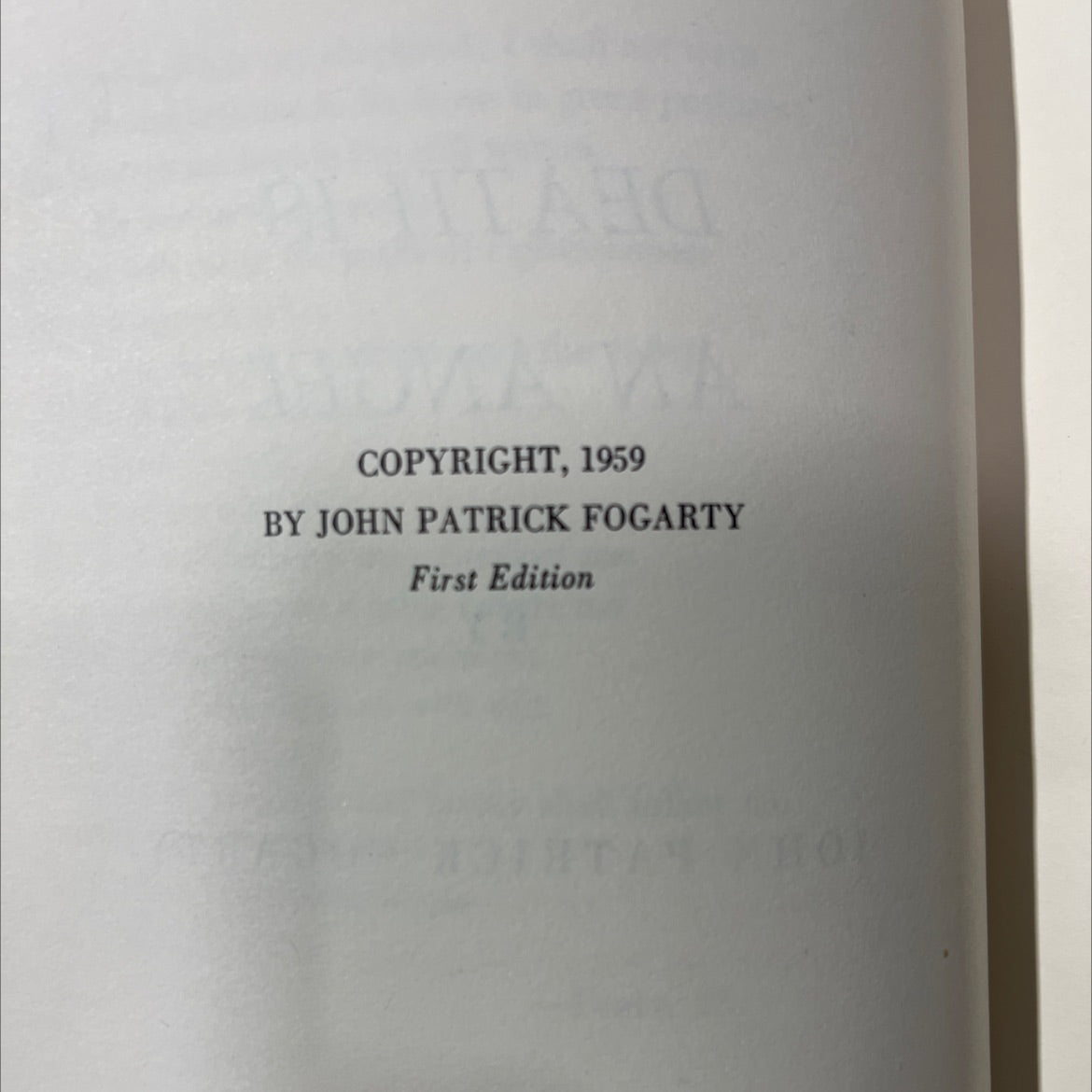 death is an angel book, by john patrick fogarty, 1959 Hardcover image 3