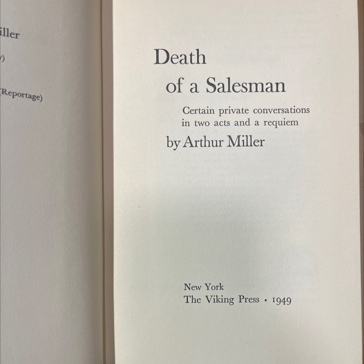 death of a salesman certain private conversations in two acts and a requiem book, by arthur miller, 1949 Hardcover image 2