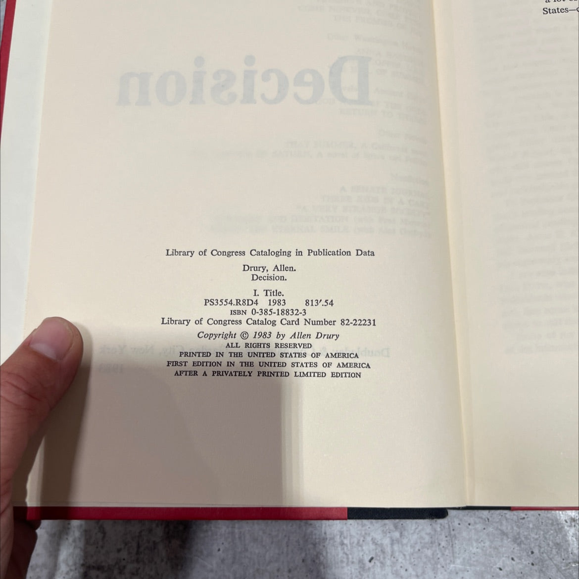 decision book, by allen drury, 1983 Hardcover image 3
