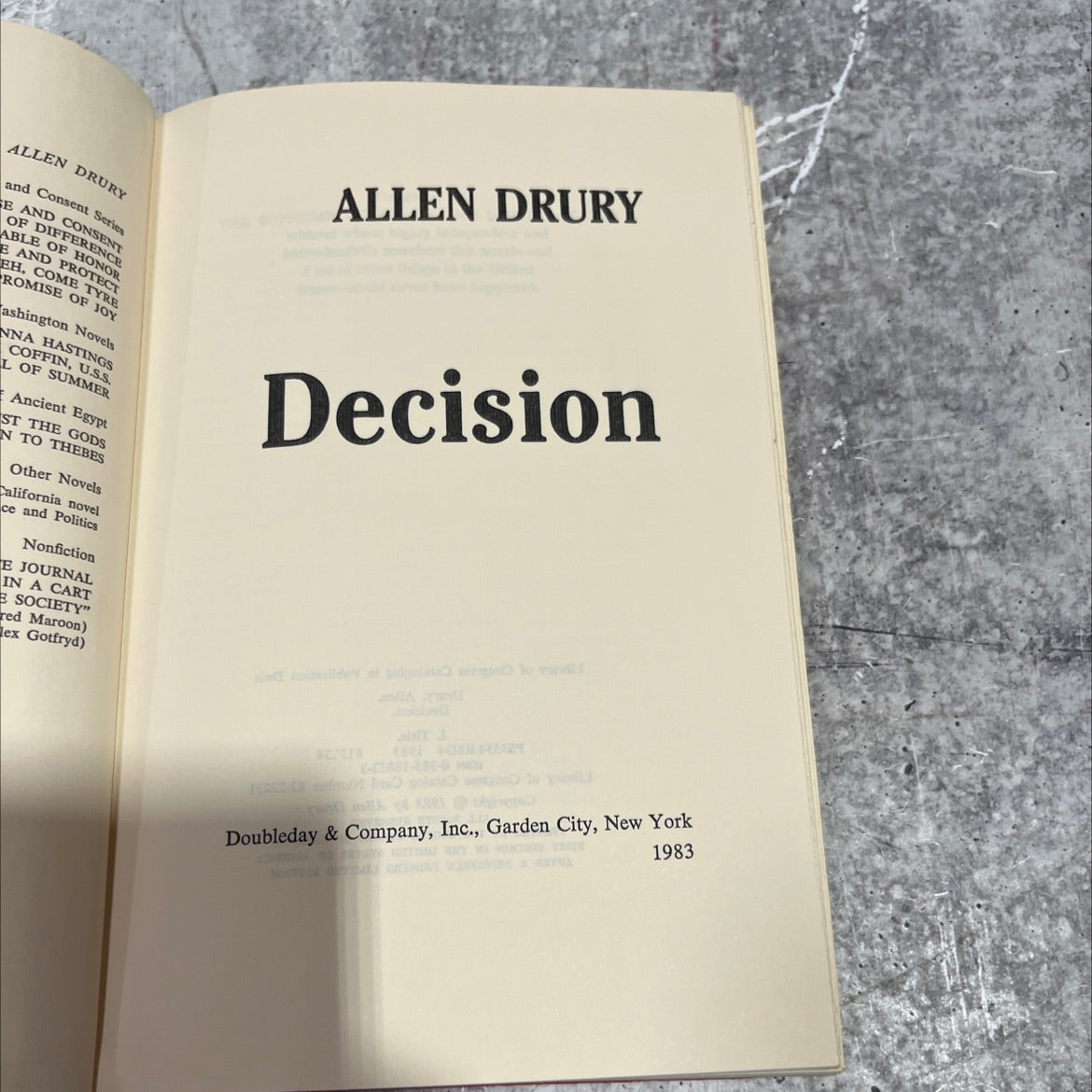 decision book, by allen drury, 1983 Hardcover image 2