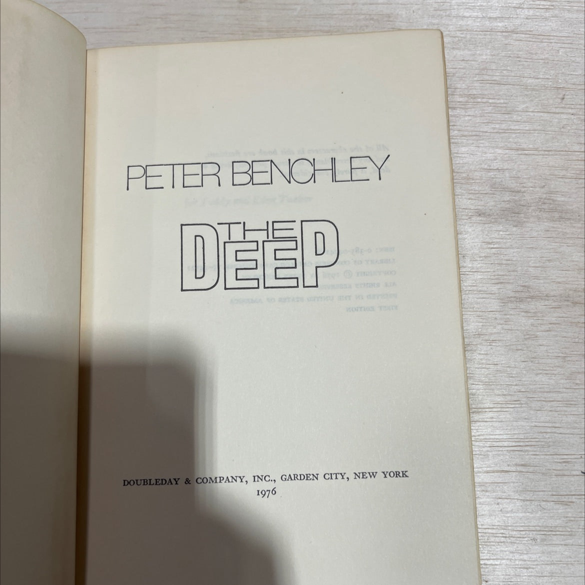 deep book, by peter benchley, 1976 Hardcover image 2