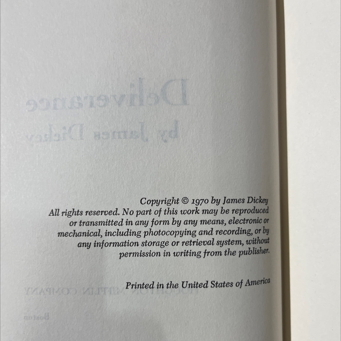 deliverance book, by james dickey, 1970 Hardcover image 3