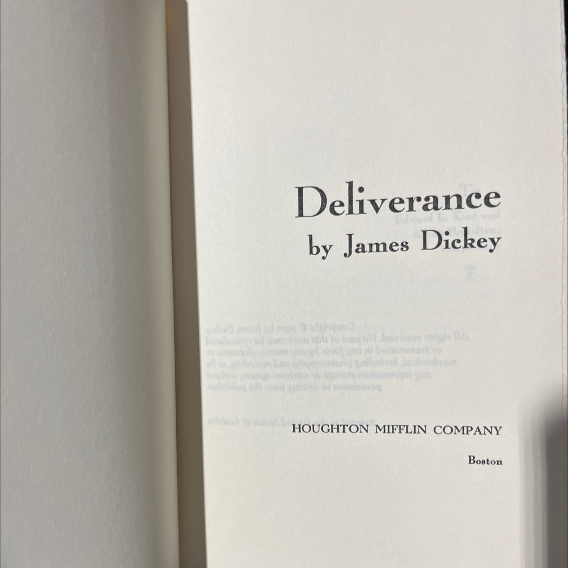 deliverance book, by james dickey, 1970 Hardcover image 2
