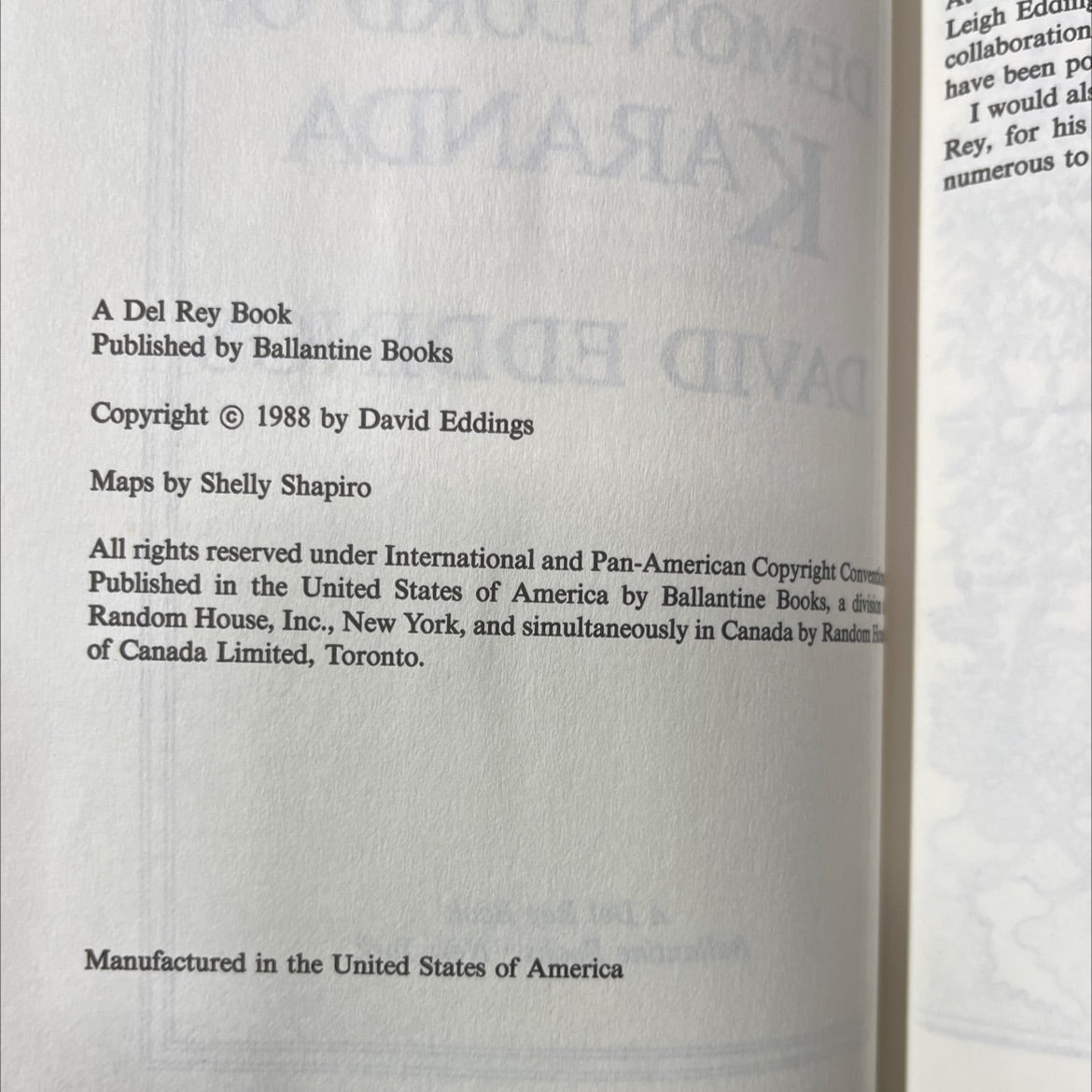 demon lord of karanda book, by david eddings, 1988 Hardcover image 3
