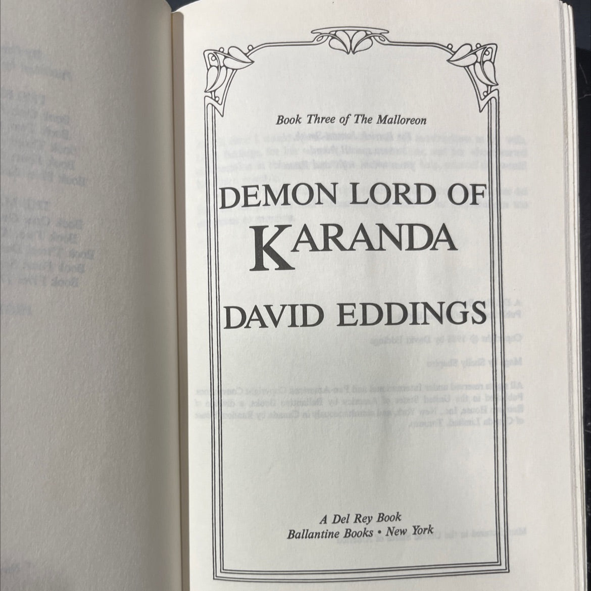 demon lord of karanda book, by david eddings, 1988 Hardcover image 2