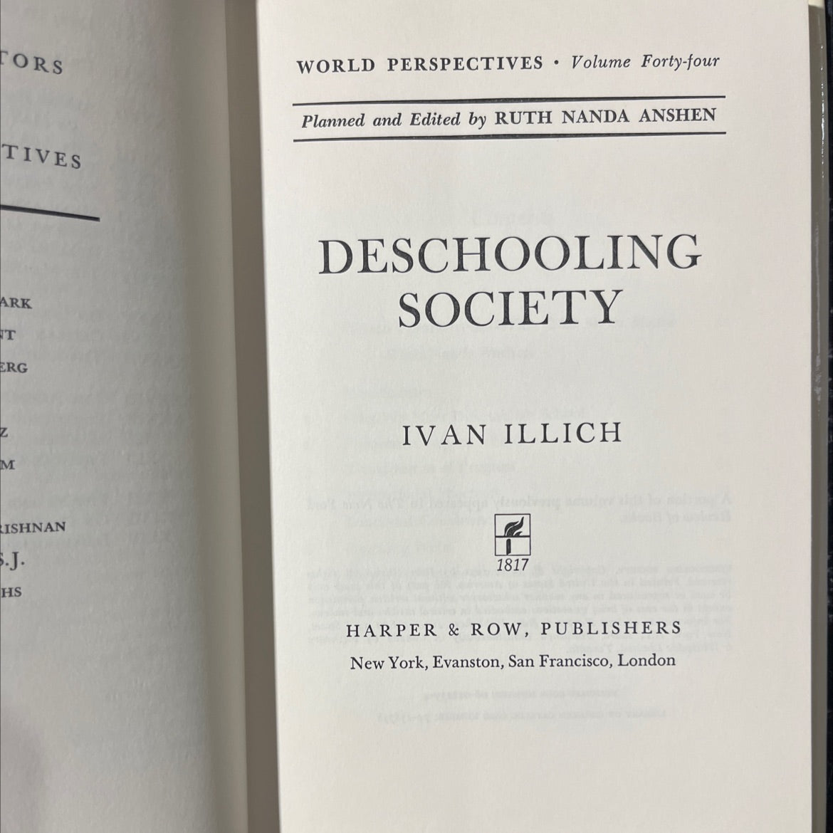deschooling society book, by ivan illich, 1971 Hardcover image 2