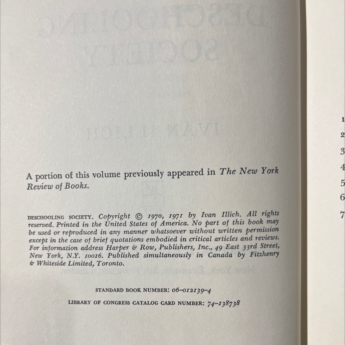 deschooling society book, by ivan illich, 1971 Hardcover image 3