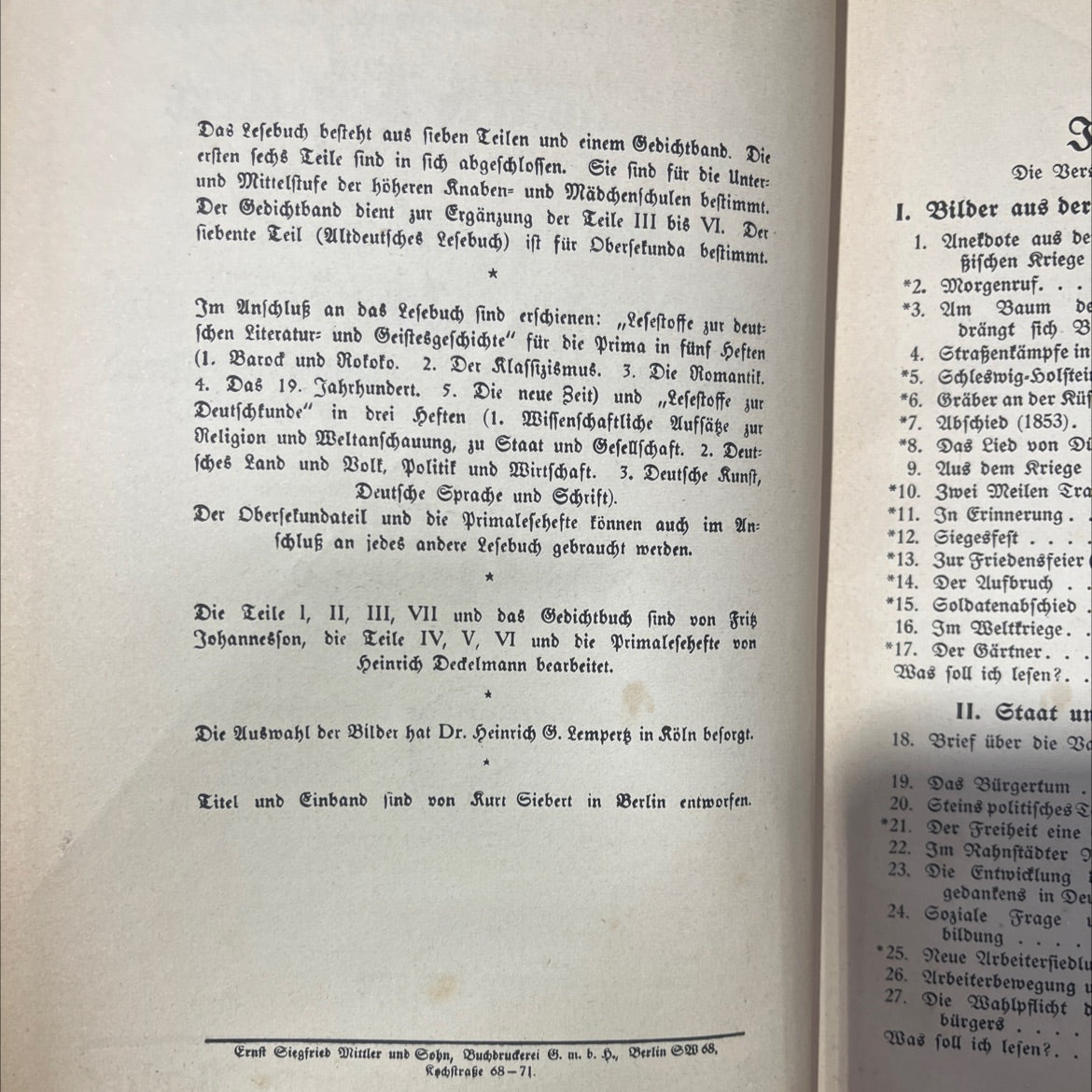 deutsches lesebuch für höhere schulen book, by dr heinrich deckelmann, prof dr fritz johannesson, 1931 Hardcover image 3