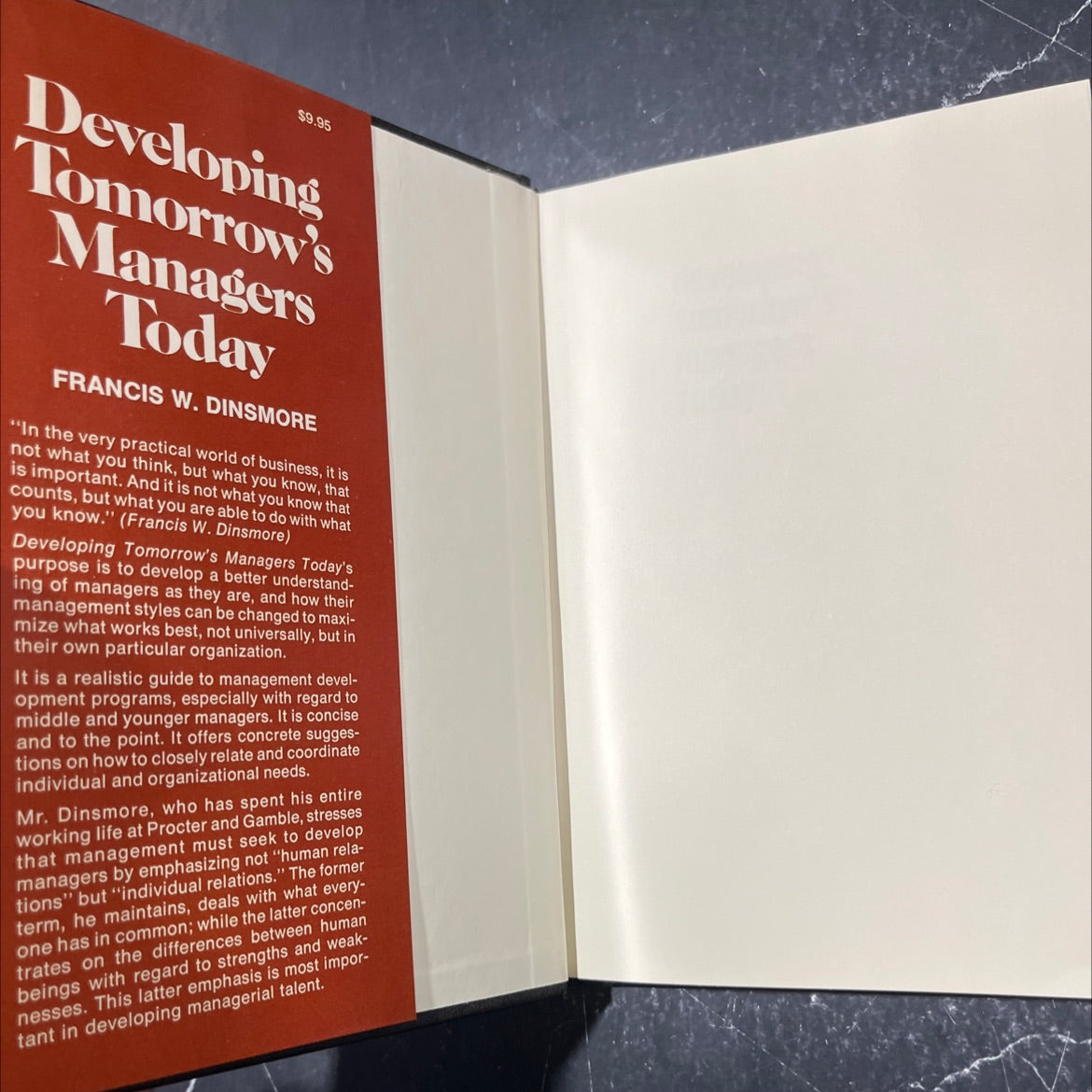 developing tomorrow's managers today book, by francis w. dinsmore, 1975 Hardcover image 4