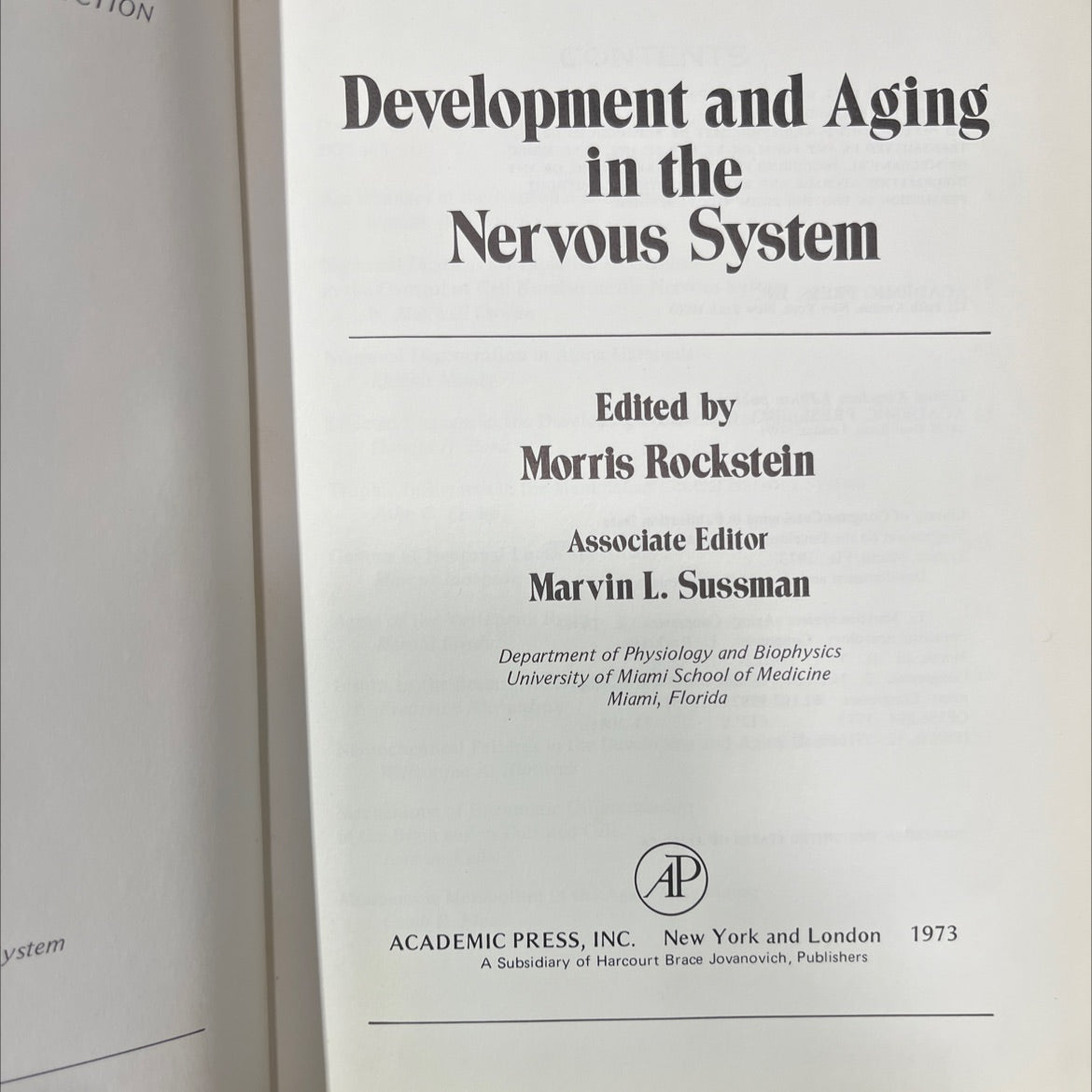 development and aging in the nervous system book, by morris rockstein, 1973 Hardcover image 2