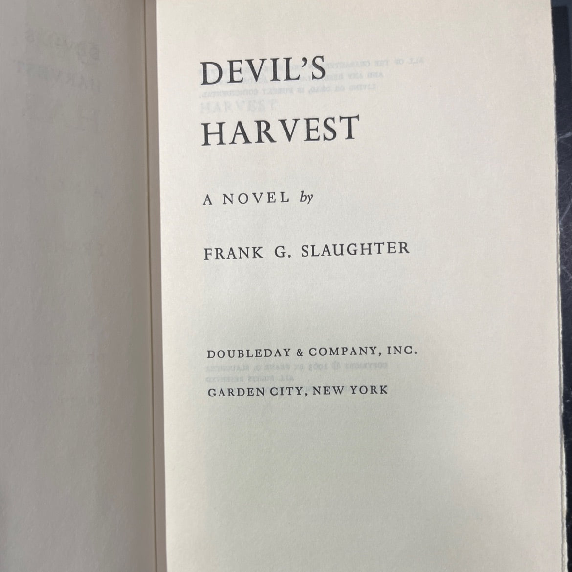 devil's harvest book, by frank g. slaughter, 1963 Hardcover image 2