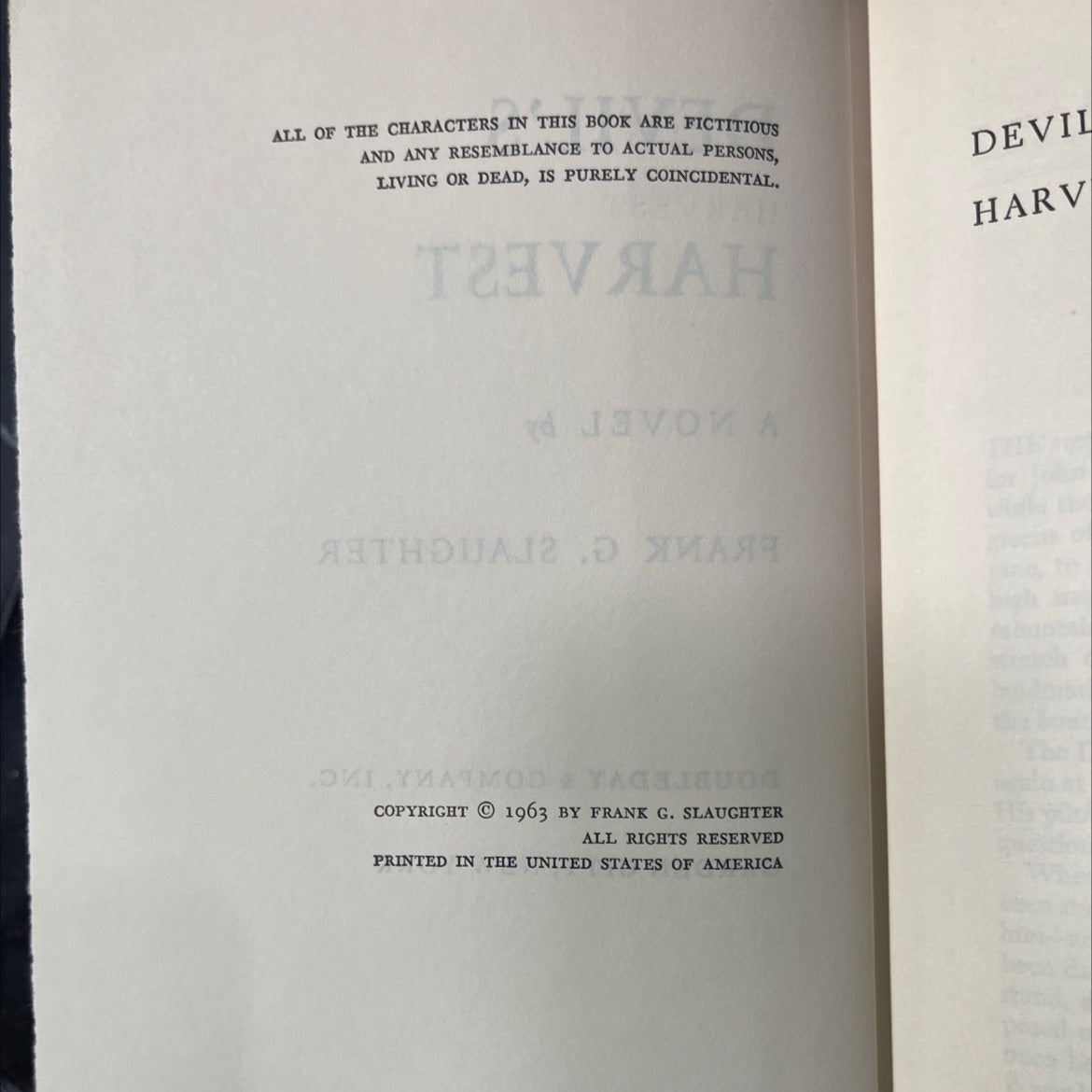 devil's harvest book, by frank g. slaughter, 1963 Hardcover image 3