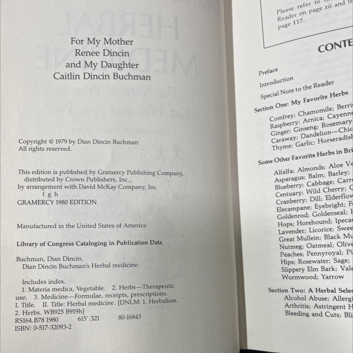dian dincin buchman's herbal medicine book, by Dian Dincin Buchman, 1980 Hardcover image 3