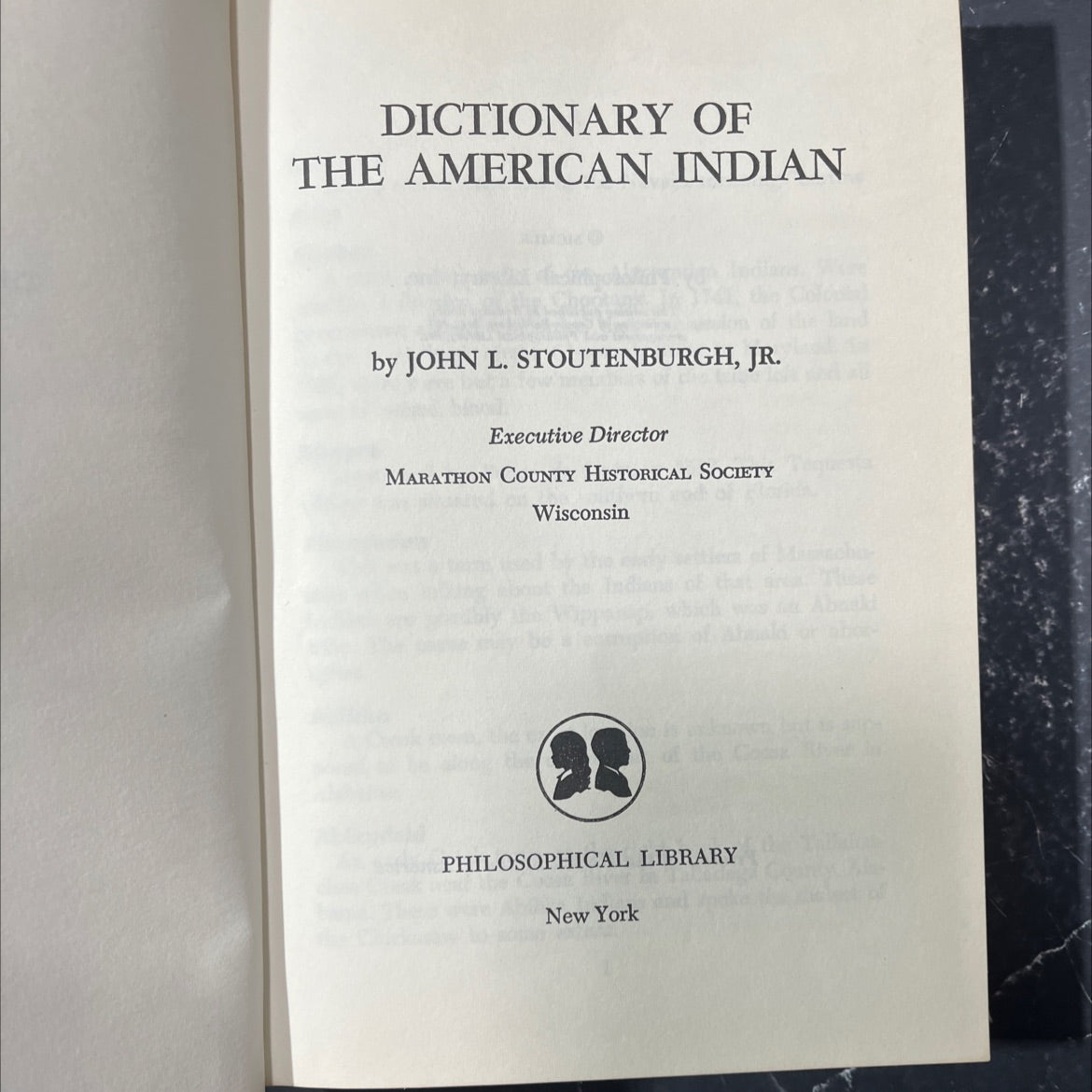 dictionary of the american indian book, by john l. stoutenburgh, jr., 1960 Hardcover image 2