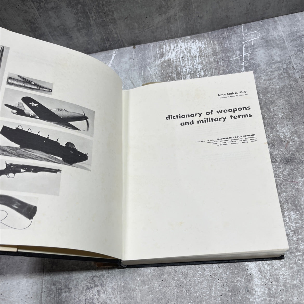 dictionary of weapons and military terms book, by John Quick, Ph.D., 1973 Hardcover image 2