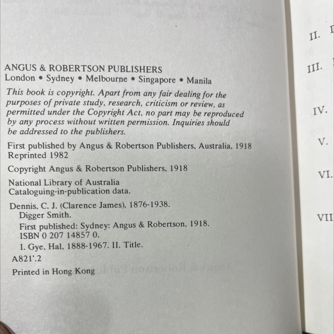 digger smith book, by c. j. dennis, 1982 Hardcover image 3