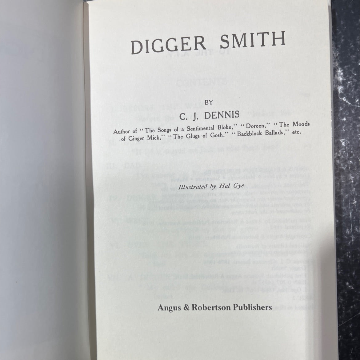digger smith book, by c. j. dennis, 1982 Hardcover image 2