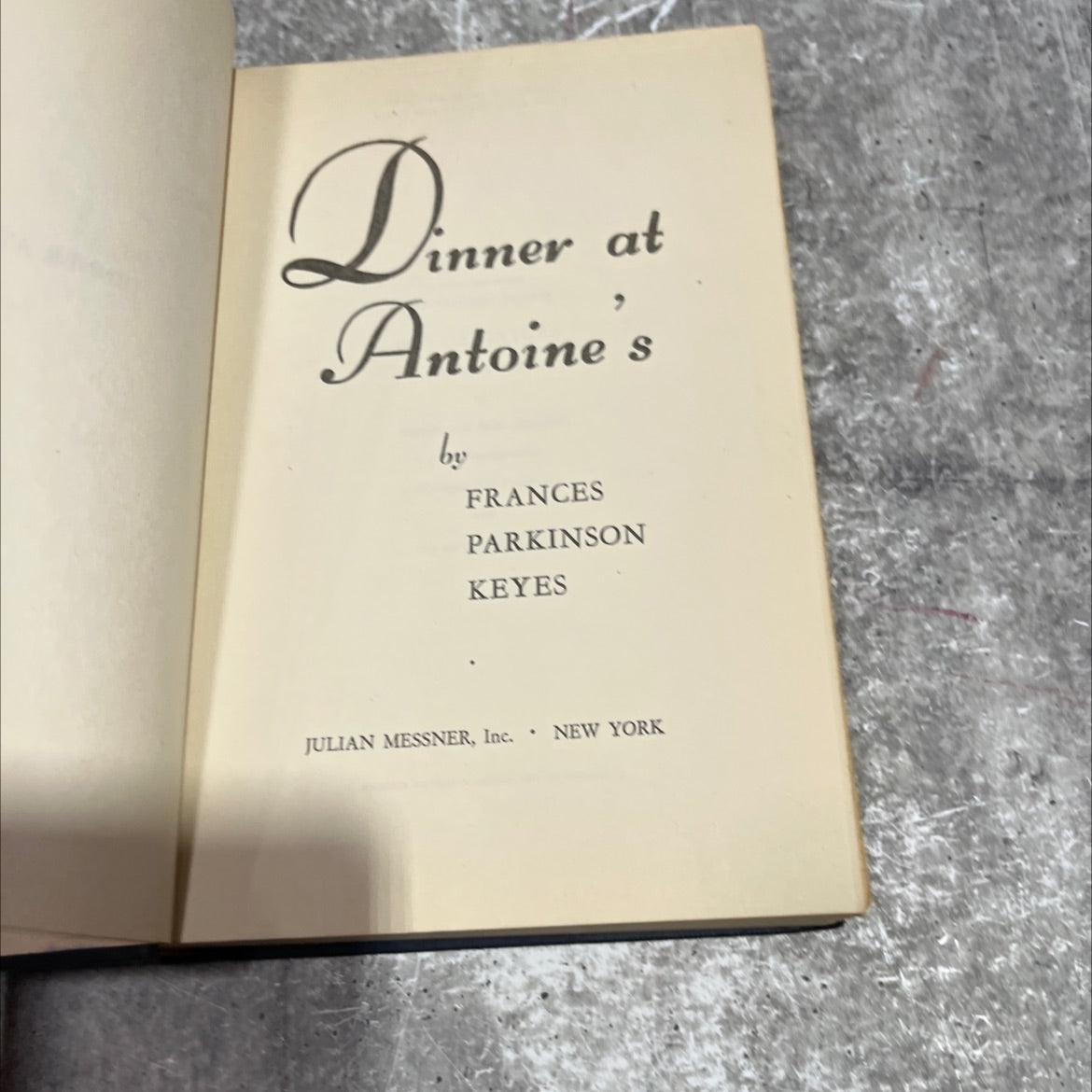 dinner at antoine's book, by frances parkinson keyes, 1948 Hardcover image 2
