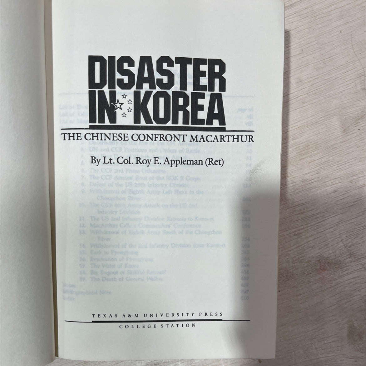 disaster in korea the chinese confront macarthur book, by Lt. Col. Roy E. Appleman (Ret), 1989 Hardcover image 2