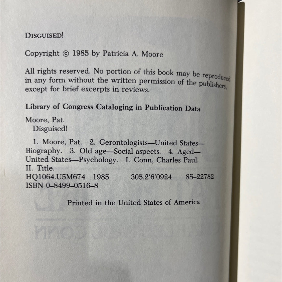 disguised! book, by pat moore, 1985 Hardcover image 3