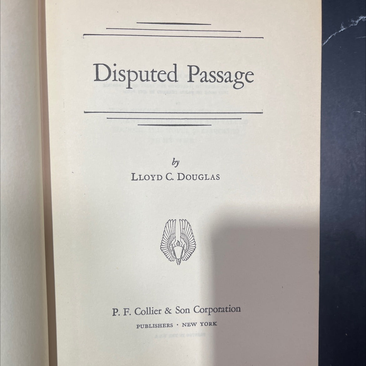 disputed passage book, by lloyd c. douglas, 1939 Hardcover image 2