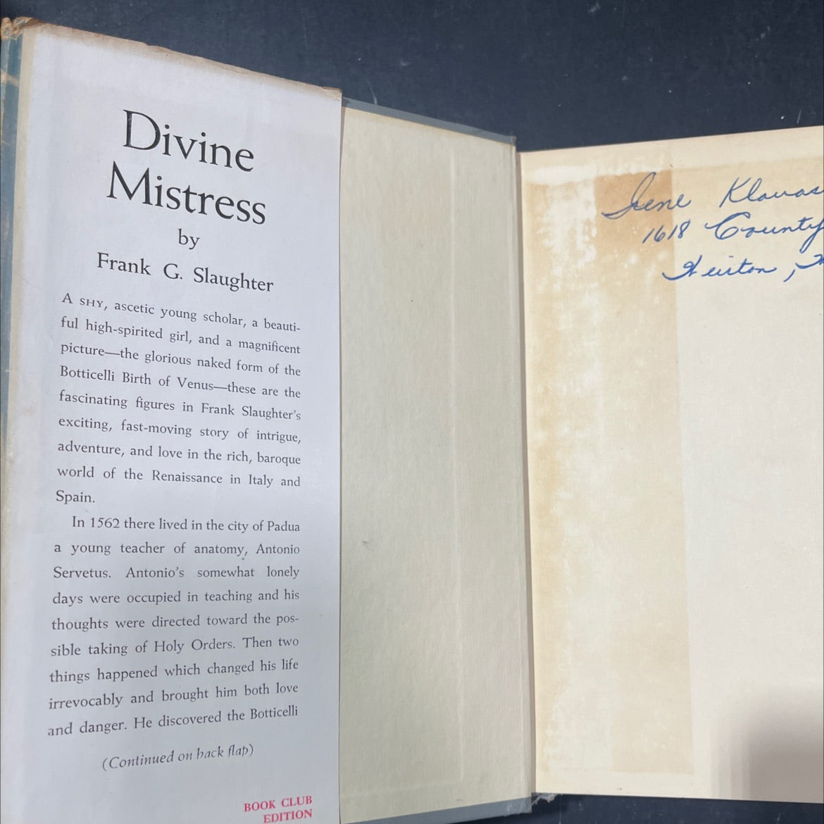 divine mistress book, by frank g. slaughter, 1949 Hardcover image 4