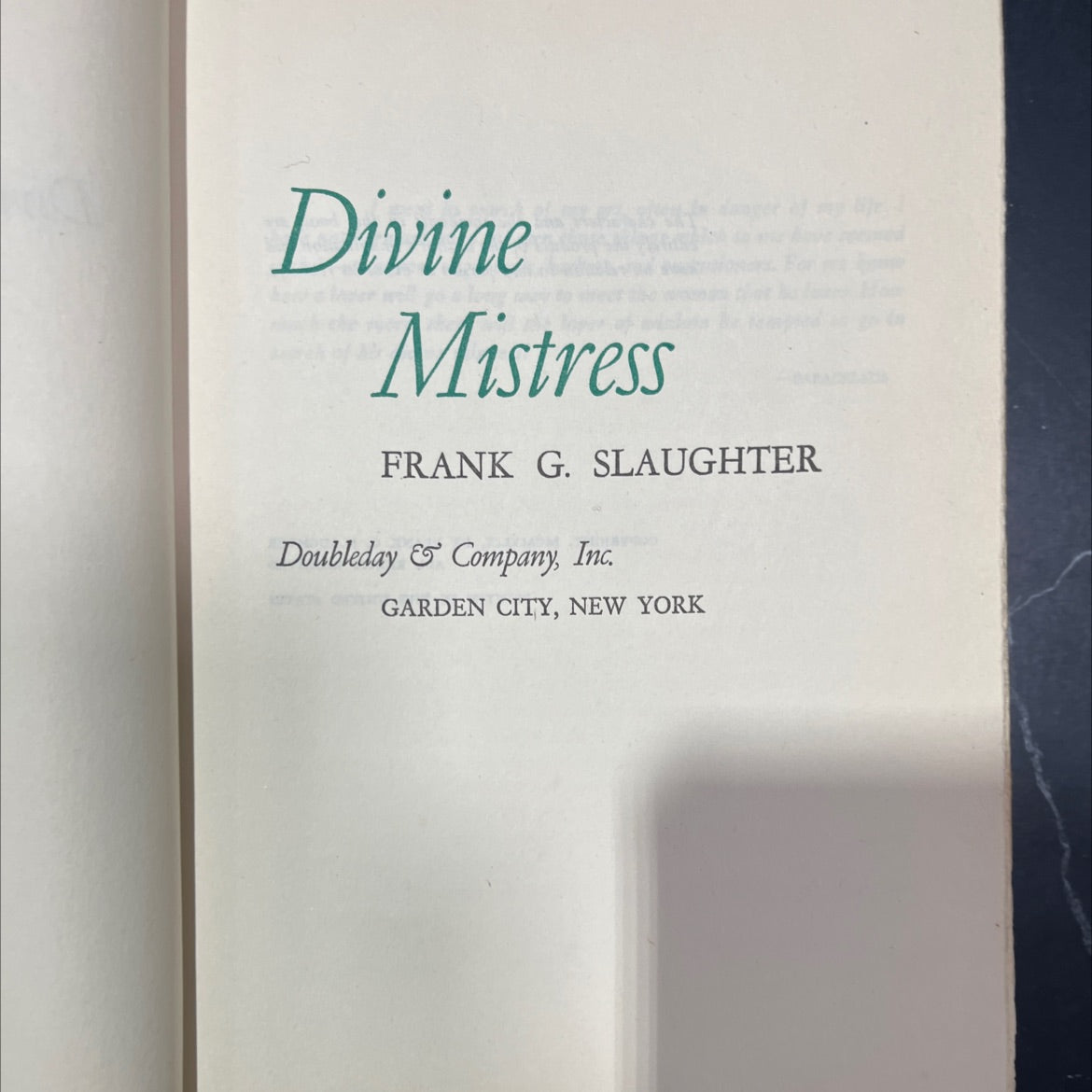 divine mistress book, by frank g. slaughter, 1949 Hardcover image 2