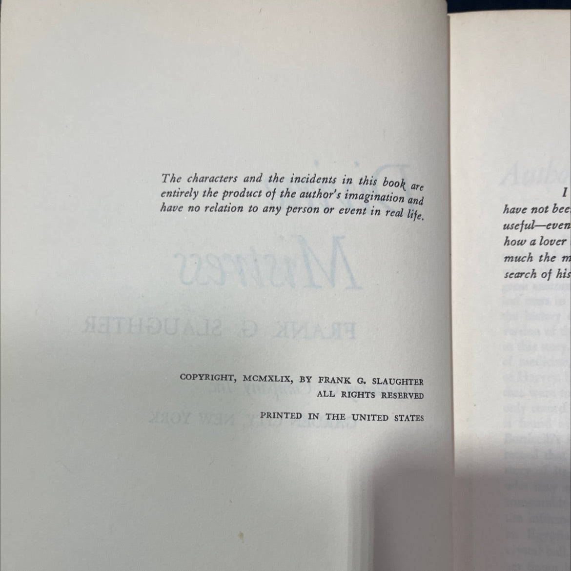 divine mistress book, by frank g. slaughter, 1949 Hardcover image 3