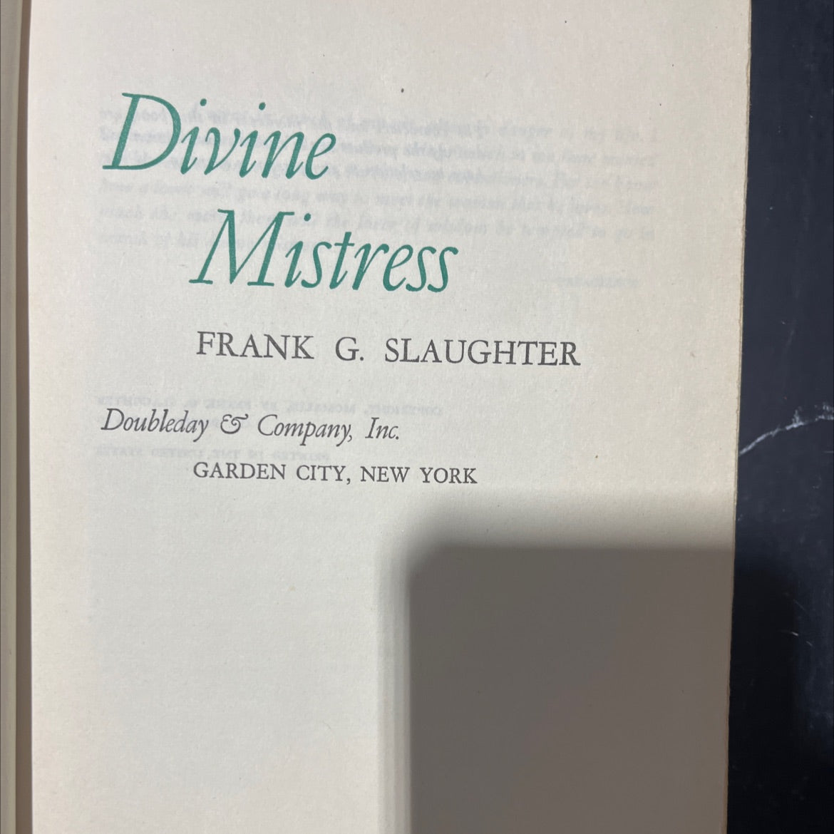 divine mistress book, by frank g. slaughter, 1949 Hardcover image 2